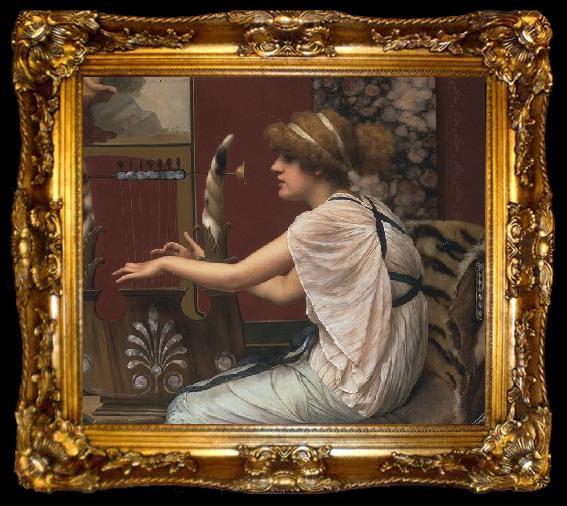 framed  John William Godward Erato at Her Lyre, ta009-2